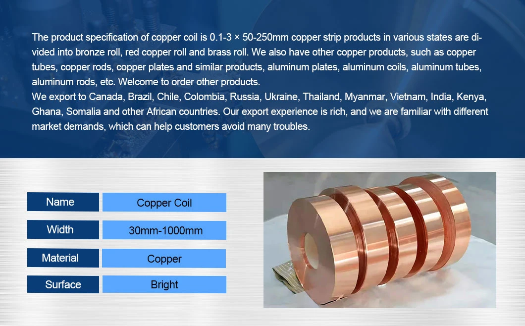 Gilding Metal Clad Steel-Copper Composite Strip Tu1 T2 99.9% C11000 C10200 Oxygen Free Pure Copper Strip 0.1-3 mm